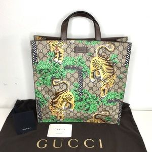Authentic Gucci jungle large tote coated canvas
